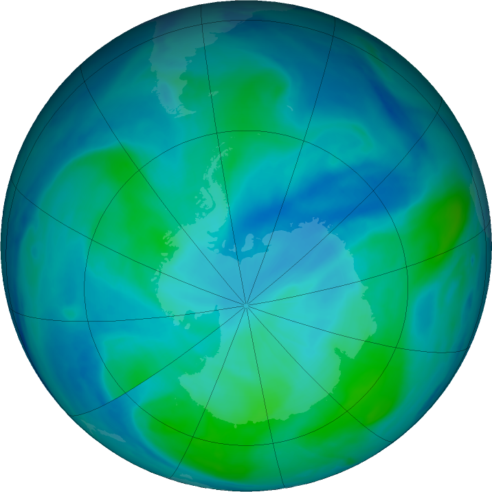 Antarctic ozone map for 20 February 2023